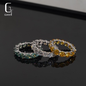 Farbenfroher Hip-Hop-Schmuck 925 Sterling Silber GRA-Zertifiziert Ice Out Moissanit Prong-Set Runder Brillantschliff Ring Trendig für Männer - Product Image 2