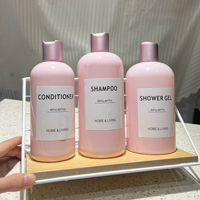Emballage cosmétique, flacon pompe rose 350ml/500ml pour shampoing et lotion corporelle, avec logo personnalisé, matériau PET, emballage pour soins de la peau