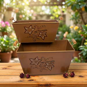 Ensemble de 2 jardinières en fer galvanisé émaillé - Product Image 2