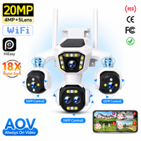 Kamera CCTV Rumah Ultra HD 5-Lensa 20MP WiFi Pemantauan 4-Arah Pelacakan Gerak Cerdas Penglihatan Malam Berwarna Penuh IP66