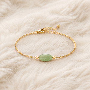 Pulsera de cadena de oro con cuentas ovaladas de aventurina, elegante, para uso diario, personalizable, venta al por mayor OEM/ODM - Product Image 2