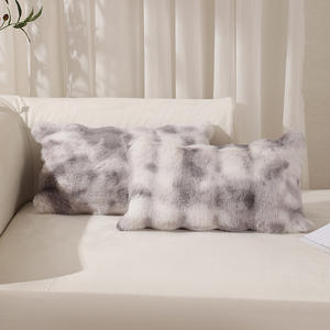 Hochwertige Kaninchen fell Couch Kissen Home Decor Kissen bezug Tie-Dyed Fur Throw Kissen bezug - Product Image 4