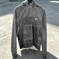 Sweat à capuche zippé personnalisé en coton 100% avec appliqué brodé étoile à cinq branches, sweat-shirt zippé ample délavé au soleil pour homme