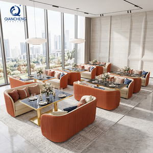Ensemble de mobilier commercial OEM en gros pour café, bar, <span class=keywords><strong>restaurant</strong></span> de hamburgers, club, café : canapé métallique, chaise, banquette et table - Product Image 3