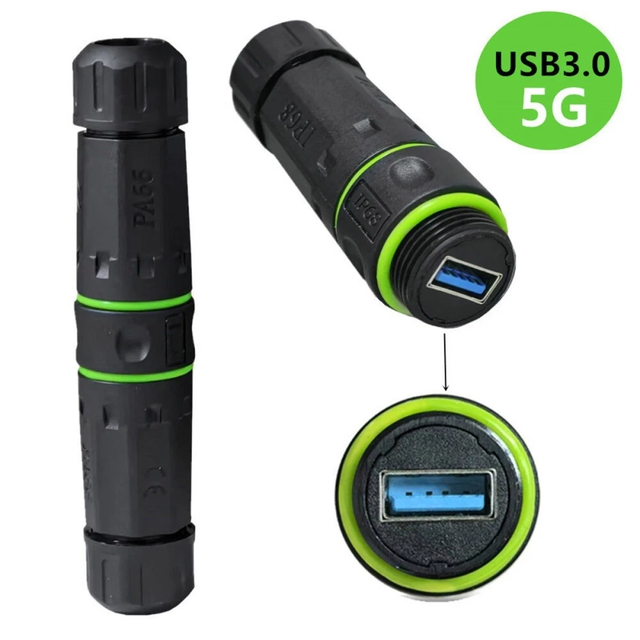 Waterproof USB Port, 5Gbps Waterproof IP68 Pass Through USB 3.0 Connector, Type a Female to Female Bulkhead Extension Adapter