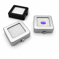 Boîte de présentation OEM en métal avec fenêtre transparente et insert en coton pour gemmes, diamants et rubis en vrac – Vente en gros