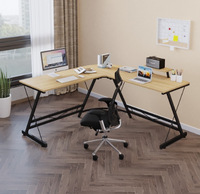Poste de travail d'ordinateur d'étude d'angle en forme de L pour 2 personnes bureau de jeu en métal noir et blanc