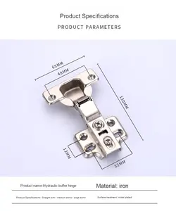 Bisagra <span class=keywords><strong>de</strong></span> cierre suave hidráulica gruesa 0,8 para puerta <span class=keywords><strong>de</strong></span> acero laminado en frío fijo, gabinetes <span class=keywords><strong>de</strong></span> copa <span class=keywords><strong>de</strong></span> 35mm <span class=keywords><strong>de</strong></span> diámetro para dormitorio, sala <span class=keywords><strong>de</strong></span> estar moderna - Product Image 4