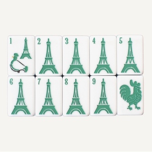 Mahjong américain de collection, 160 tuiles, gravé, motifs Tour Eiffel, robe de mode, palette d'artiste, Boutique <span class=keywords><strong>Paris</strong></span> France - Product Image 3
