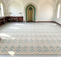 Tapis de prière musulman en mélange de laine et de nylon, couleur verte, tapis Axminster classique résistant à fort trafic pour mosquée