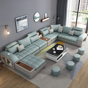 Modern Luxury L-U Shaped Sectional Sofa <strong>Couch</strong> <strong>Bed</strong> Set Microfiber Fabric Wood Legs Home Living Room <strong>Lounge</strong> High Quality - Product Image 1