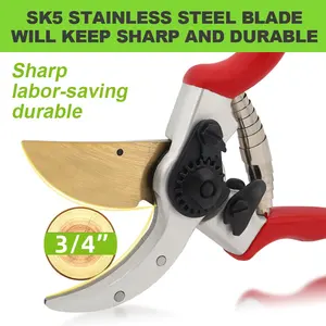 SUNSHINE 8" Drop Forged Aluminium Apple Tree Pruning Shears SK5 Blade Hand Forged Scissors Fruit Tree Pruners