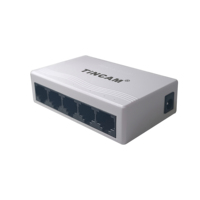 TINCAM 5 Port Ethernet Switch 10/100Mbps Switch Jaringan Tanpa Manajemen Desktop Mini Ethernet Switch dengan Adaptor Daya Eksternal 5V