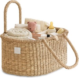 Panier en jonc de mer fait main avec séparateur en coton - Panier à couches de luxe primé (ROSA) - Product Image 3