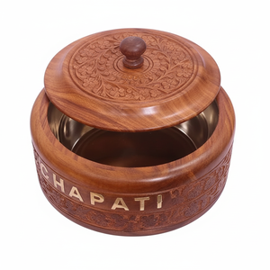 Vente en gros de meilleure boîte à chapati en bois produit artisanal de forme ronde meilleure vente de boîte à chapati en bois boîte en bois pour table à manger d'hôtel - Product Image 1