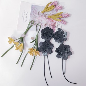 Fashion Design Pu Leather Lavender <b>Keychain</b> Bag Pendant With Round Keyring Key Chains Accessories Bag Charms - Product Image 1