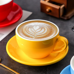 Ensemble de tasses à cappuccino et latte en céramique épaisse, standard professionnel, compétition, grande ouverture, 250 ml, tasse à café et soucoupe - Product Image 4