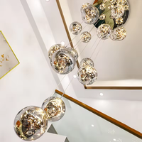 Lustre en verre moderne Boule de verre Lampe suspendue Grande lampe suspendue Villa Escaliers Restaurant Salon Suspension