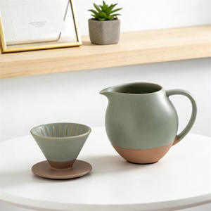 Carafe à café rétro en céramique grande capacité, écologique, pour service par le dessus, avec <span class=keywords><strong>filtre</strong></span> à café en forme de fût, vente chaude transfrontalière - Product Image 4