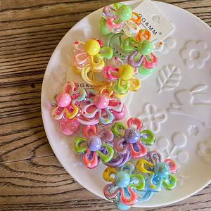 Nuovo Design cartone animato colorato carino 2 pz/set ragazze elastici per capelli acrilico fiori cavi per bambini cravatte per capelli accessori per capelli - Product Image 6