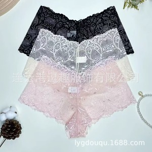 Sous-vêtements féminins sexy en dentelle semi-transparente, style européen et américain, plusieurs tailles, trois couleurs. - Product Image 2