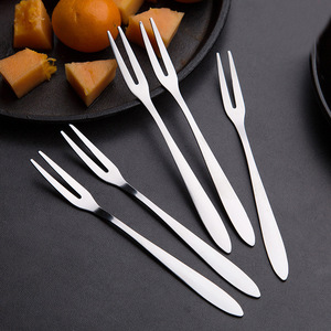 Stainless Steel Fruit Fork 2 Prong Dessert Cake Mooncake Fork Snack Utensil - Product Image 1