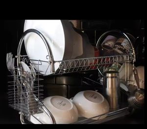 2-שכבות תיל נירוסטה מדפים ייבוש צלחת ייבוש מתלה utensil מחזיקי אחסון מטבח למסעדת מטבח - Product Image 6