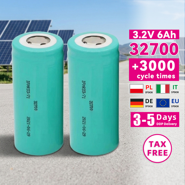 Cylindrical 3.2V 6000mAh 32700 Lithium Ion Battery Cell Electric Skateboard Solar Energy Storage 40135 33140 21700 Solar Battery