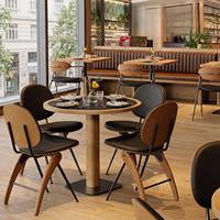 Ensemble de table à manger ronde moderne avec chaises en bois et métal, mobilier de restauration commercial pour restaurants, cafés, bistros, hôtels, salons de café, vente en gros