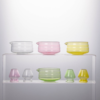 Bol en verre texturé de style Japandi résistant à la chaleur, écologique, de qualité alimentaire, avec bec verseur pour accessoires de service à thé