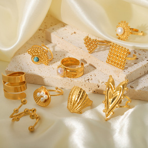 Châu Âu và Mỹ Vỏ trái tim thép không gỉ vòng cao cấp ngọc trai mở vòng cho phụ nữ - Product Image 2