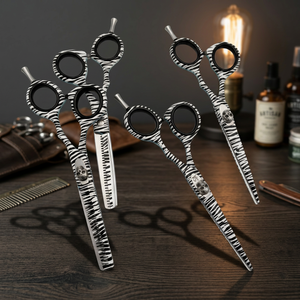 ASAP Professional - Juego de Tijeras de Peluquería Profesionales con Estampado de Cebra Blanco y Negro, para Diestros, Mango Largo, 26 Dientes, Tijeras de Corte y Entresacado - Product Image 6