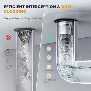 Nouveau 2026 Panier-filtre pop-up en acier inoxydable pour lavabo de salle de bain, attrape-cheveux et bouchon de vidange - Product Image 2