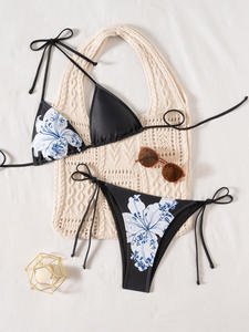 Vente en gros de trois ensembles de maillots de bain et de vêtements de plage, ensemble de bikini sexy à taille haute, couverture de plage - Product Image 4