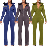 F5604 Ensemble d'Été Personnalisé Logo Basiques Femme: Sweat à Capuche Court Zippé, Veste et Pantalon de Survêtement Deux Pièces Vêtements