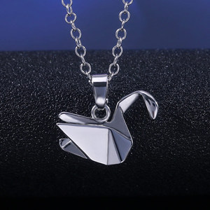 Collier pendentif grue en origami pour femme, chaîne courte pour clavicule, bijoux tendance - Product Image 2