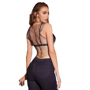 Nuevo estilo <span class=keywords><strong>de</strong></span> verano europeo y americano, Top <span class=keywords><strong>de</strong></span> red con diamantes <span class=keywords><strong>de</strong></span> imitación para <span class=keywords><strong>mujer</strong></span>, manga corta, chaleco <span class=keywords><strong>de</strong></span> <span class=keywords><strong>Amazon</strong></span>, diamantes <span class=keywords><strong>de</strong></span> imitación brillantes - Product Image 5