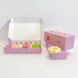 Cajas de embalaje de papel biodegradable para panadería, Caja de galletas con insertos, rosadas, personalizadas, <span class=keywords><strong>dunkin</strong></span>, venta al por mayor - Product Image 1