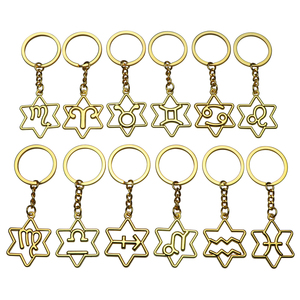 Wholesale Copper 12 Constellations logo Keychain/Keyring Hollow-carved Design 12 Constellations Pendant <strong>Gift</strong> for Birsday <strong>Gifts</strong> - Product Image 2