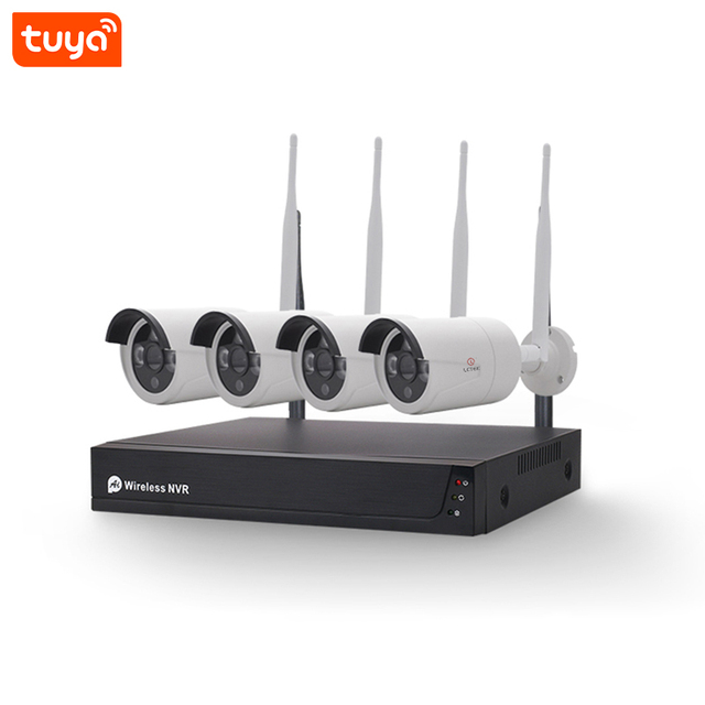 LCLCTEK Tuya Smart 4CH Wireless 1080P NVR Kit  Security CCTV WIFI Camera System