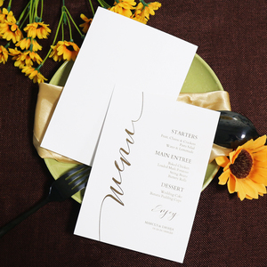 <span class=keywords><strong>Papier</strong></span> carton blanc personnalisé/acrylique <span class=keywords><strong>mariage</strong></span> carte de <span class=keywords><strong>menu</strong></span> unique avec feuille d'or texte pour la fête de <span class=keywords><strong>mariage</strong></span> - Product Image 2