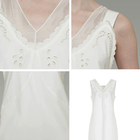 Robe longue blanche personnalisée sans manches avec dentelle, col en V, coupe ample, en lin, pour l'été, OEM