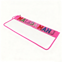 Sacs de rangement Mahjongg transparents cousus de luxe Zipper Top Blue Pink Mahjong Tile Bag avec logo