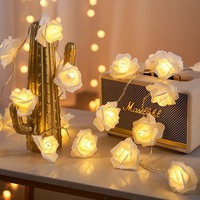 Guirlande lumineuse LED en mousse de rose, petite lanterne, alimentée par un boîtier à piles, décoration festive