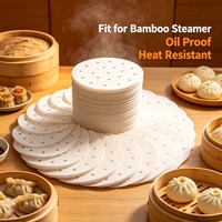 Feuilles de cuisson vapeur en silicone perforées, ustensile de cuisine antiadhésif résistant à l'huile, papier rond jetable pour dim sum