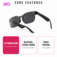 Lunettes de traduction IA, son stéréo bilatéral, contrôle tactile, Type C, IPX4, légères, pour les voyages et les affaires