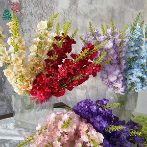 Flor Artificial de Delphinium de Seda de Siete Ramas para Decoración de Bodas, Arreglo en Jarrón de 120 cm - Product Image 1