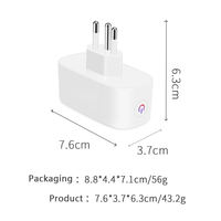 Système de maison intelligente, prise intelligente standard Brésil avec moniteur de puissance, contrôle via l'application Tuya, Wi-Fi, courant maximal 16A, commande vocale à distance