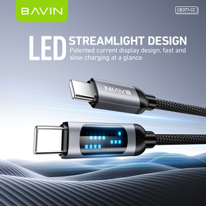 BAVIN CB377 CC 60W nylon tipo C teléfono móvil carga rápida transferencia de datos USB C <span class=keywords><strong>cable</strong></span> con LED - Product Image 5