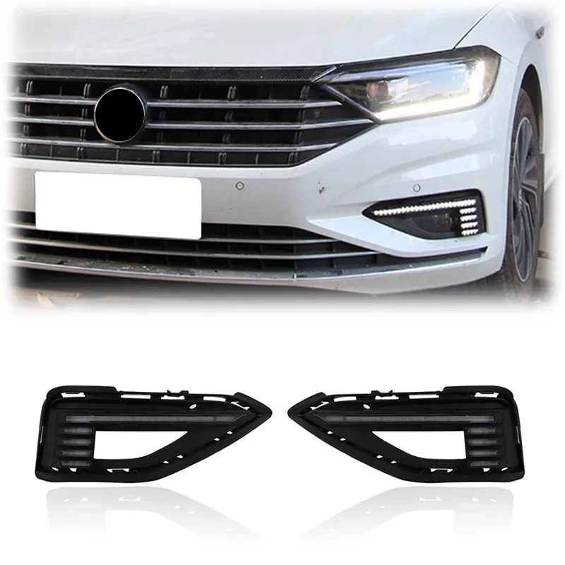 Gobison โรงงานราคารถ LED DRL ไฟวิ่งกลางวันไฟเลี้ยวสําหรับ Volkswagen VW Jetta Sagitar 2019 ไฟตัดหมอก